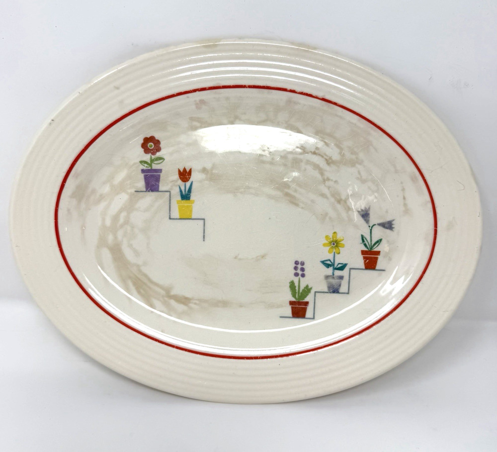 VTG 1940s Triumph American Limoges Sebring Ohio Posey Shop Oval Serving Platter